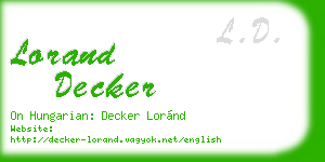 lorand decker business card